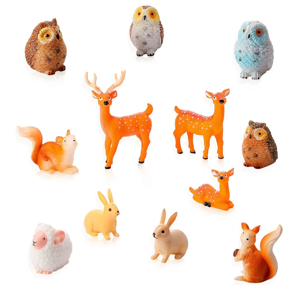 Woodland Animal Figurine Set - Orange, Brown, and Cream